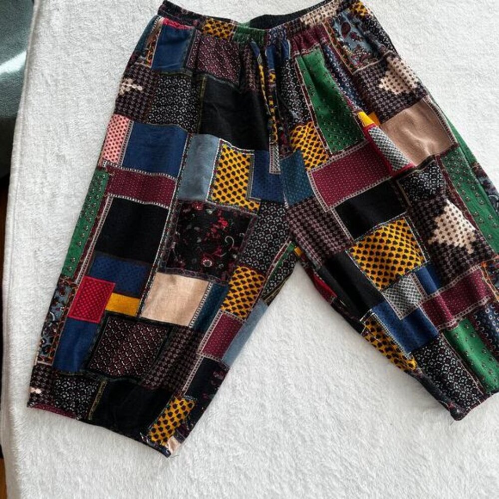 Shein Patchwork Print Wide Leg Lounge Pants Medium Boho